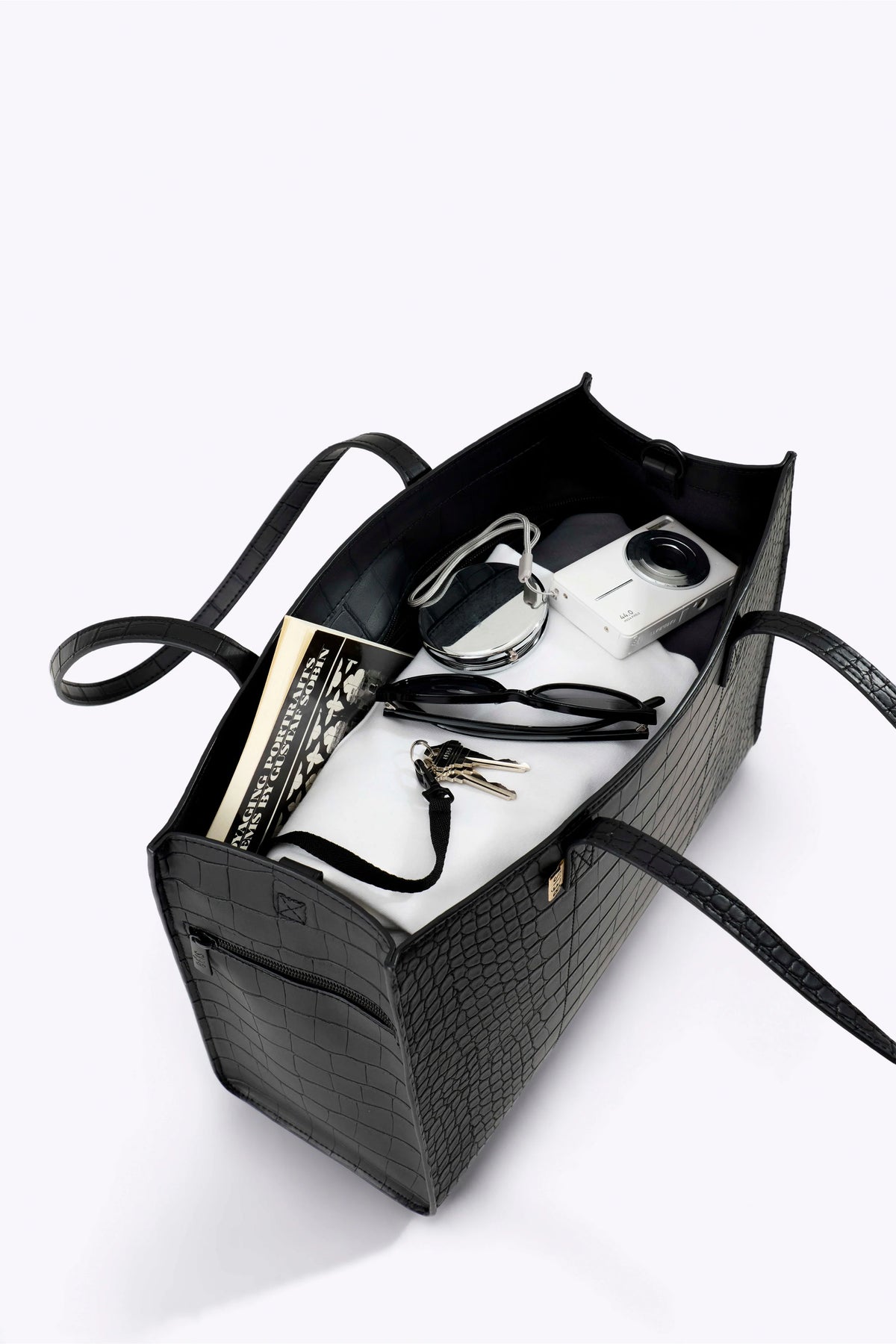 The Work Tote in Black Croc